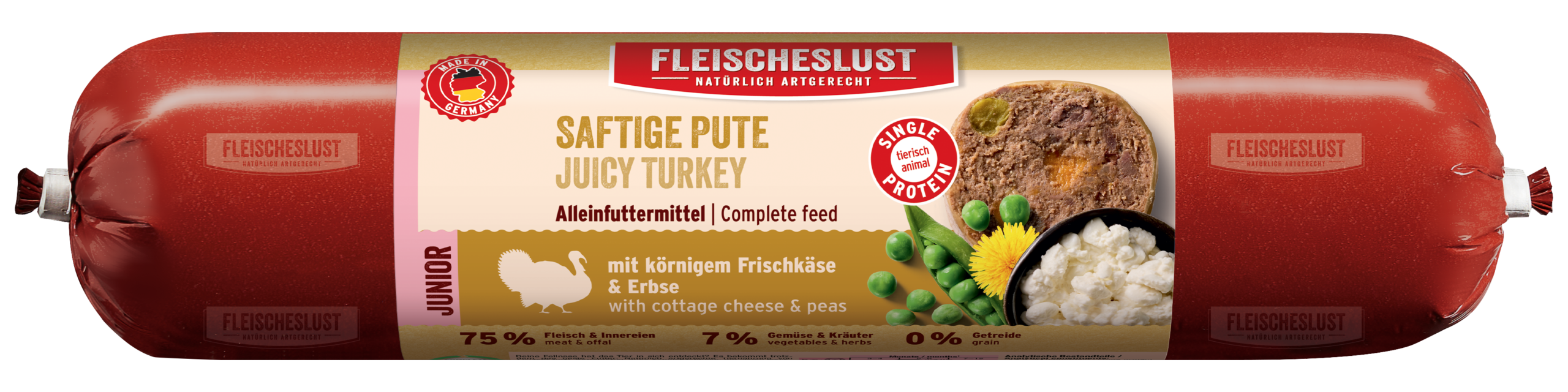Futterbox Junior Saftige Pute (8x400g) Hundewurst Alleinfutter - Image 3